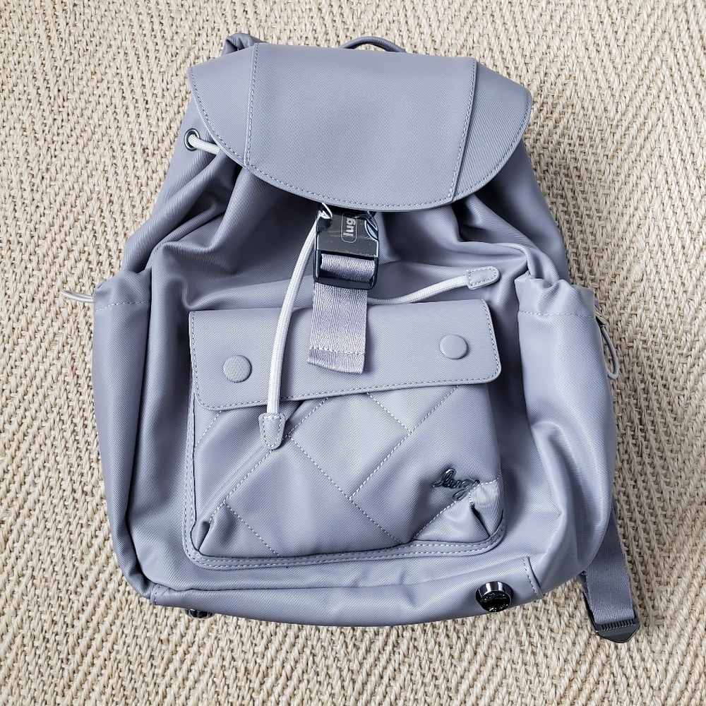 LUG 'Wiffle' Satin Luxe VL (Vegan Leather) Travel Drawstring Backpack